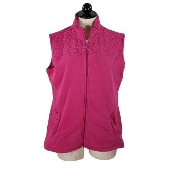 Made for Life Pink fleece Activewear large zip up sleeveless‎ Vest - Picture 1 of 7